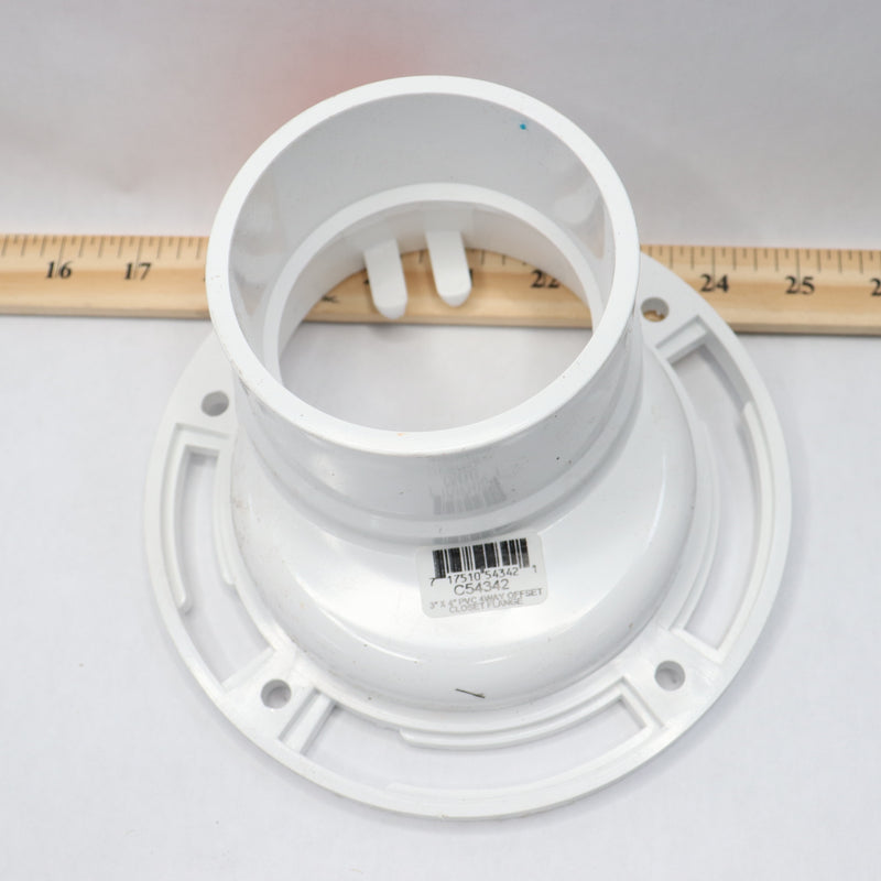 Jones Stephens 4-Way Overall Size Closet Flange PVC White 3" x 4" C54342