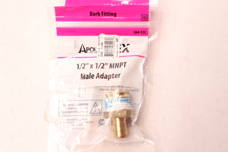 Apollo Male Adapter Brass 1/2" PEX-A Barb x 1/2" MNPT APXMA1212