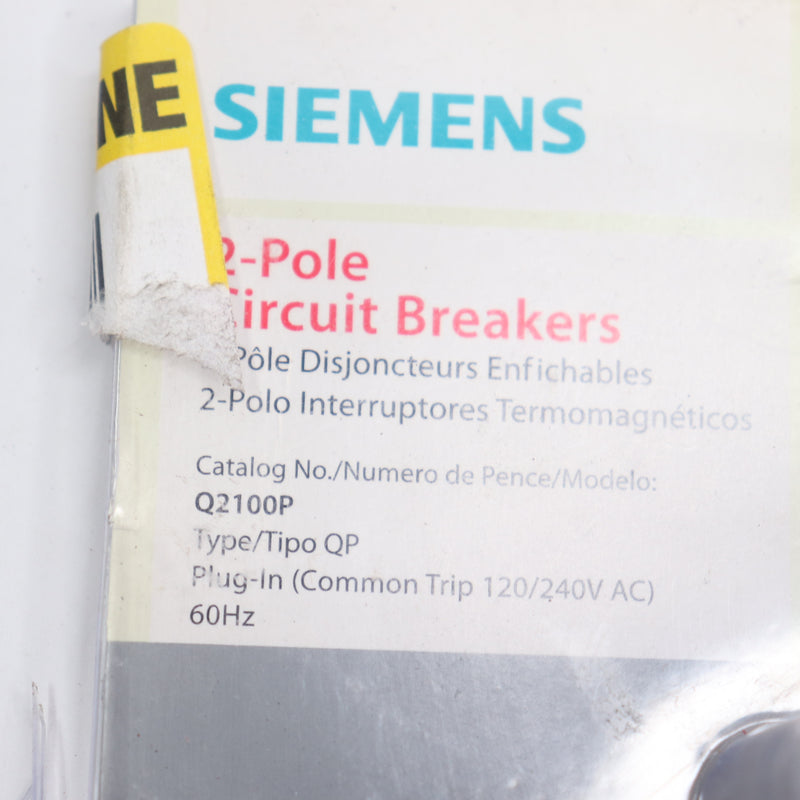 Siemens Double Pole Type QP Circuit Breaker 100-Amp Q2100P