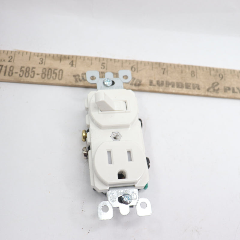 Leviton Combination Switch and Outlet Tamper-Resistant White 15A/227V