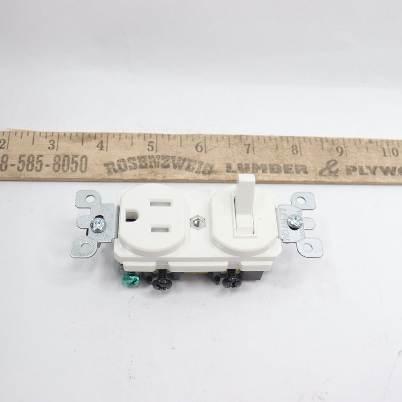 Leviton Combination Switch and Outlet Tamper-Resistant White 15A/227V