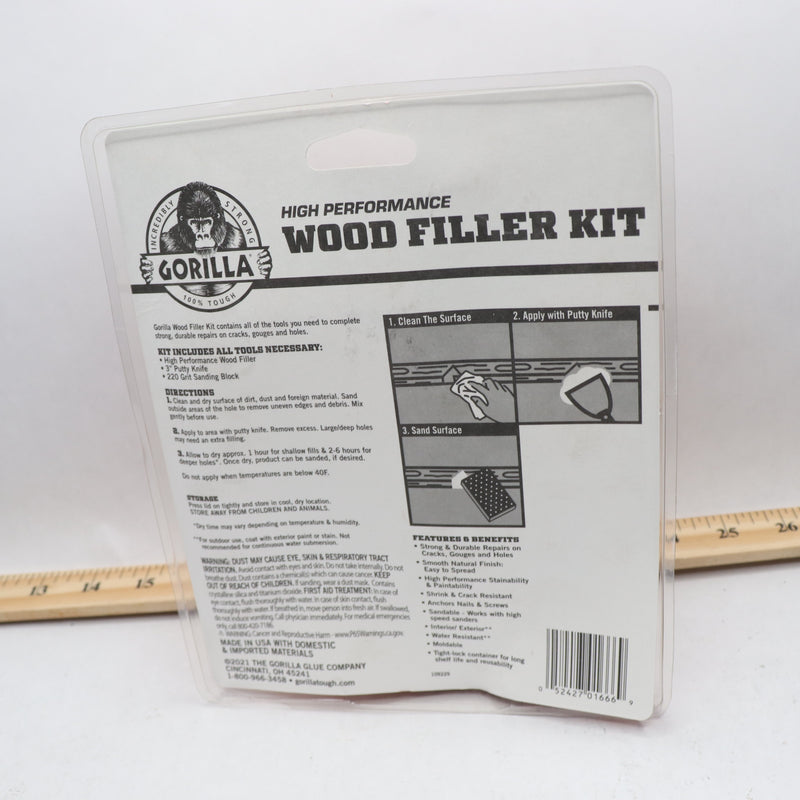 Gorilla Wood Filler Repair Kit with Putty Knife and Sanding Block 109229