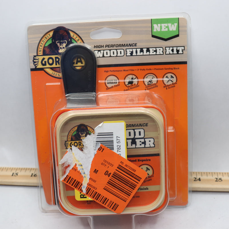 Gorilla Wood Filler Repair Kit with Putty Knife and Sanding Block 109229