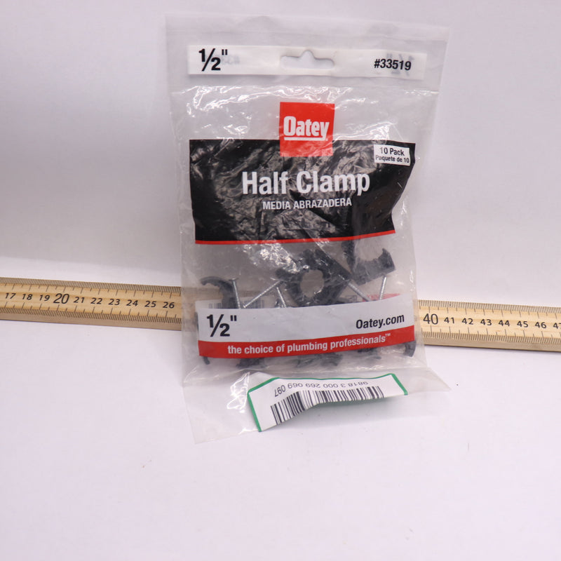 (10-Pk) Oatey Half Pipe Clamp with Nail 1/2" 33519