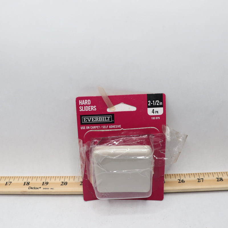 (2-Pk) Everbilt Square Adhesive Slider Plastic Beige 2-1/2"