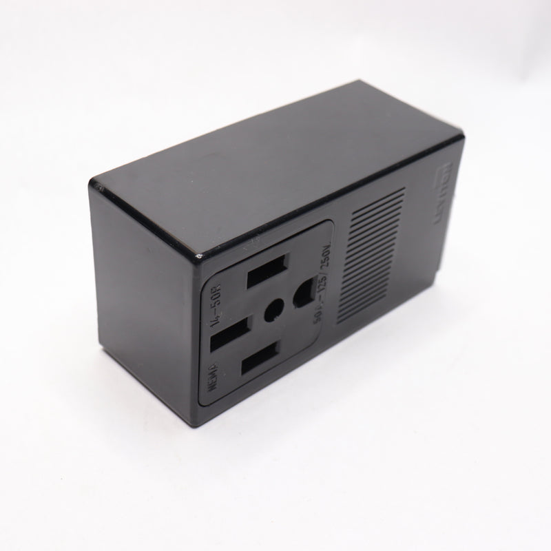 Leviton Surface Mounting Receptacle Straight Blade Black 125/250V 55050-P00