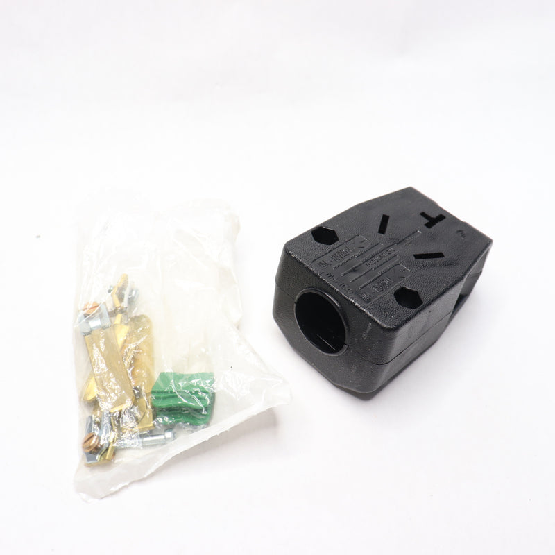 Leviton Dual Power Straight Blade Angle Plug Black 125/250V 00287-E