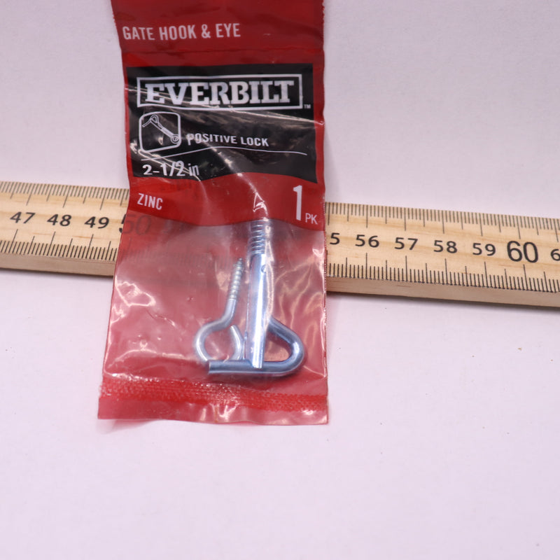 Everbilt  Positive Lock Gate Hook & Eye Zinc-Plated 2-1/2" 290066