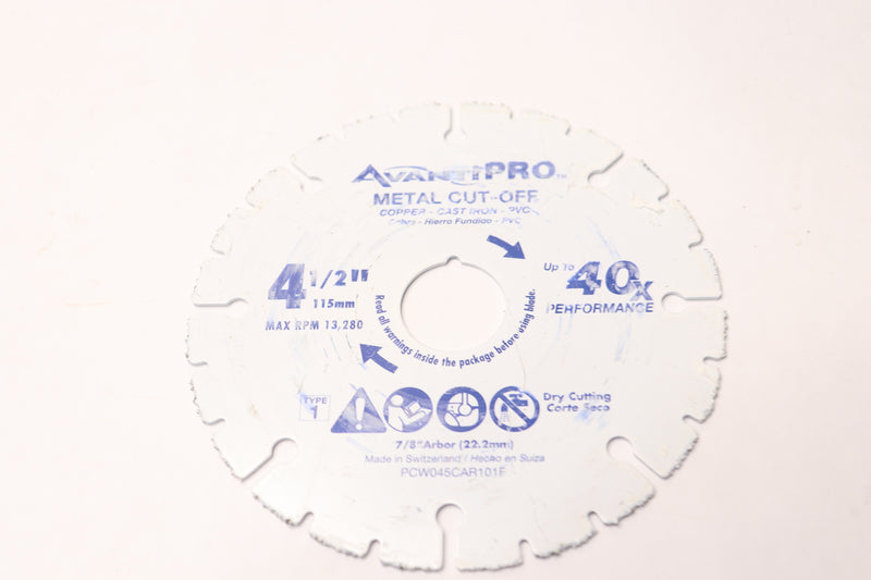 Avanti Pro Cut-Off Wheel Carbide Abrasive White 7/8" Arbor 4-1/2" Dia 13,280 RPM