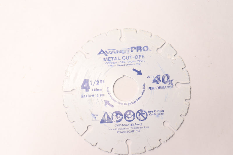 Avanti Pro Cut-Off Wheel Carbide Abrasive White 7/8" Arbor 4-1/2" Dia 13,280 RPM