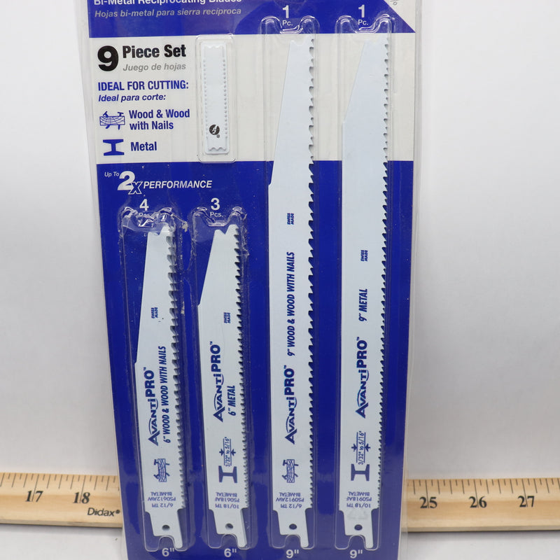 (8-Pk) Avanti Pro Reciprocating Saw Blade Set - Missing 6" 6-1/2 TPI Blade