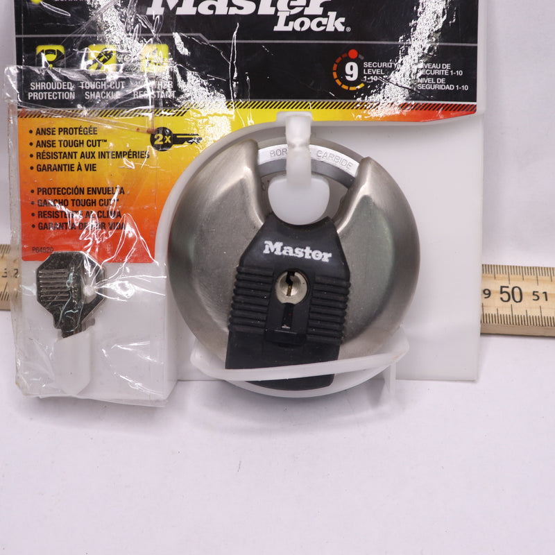 Master Lock Discus Padlock With Key Heavy Duty Stainless Steel Silver M50XKAD