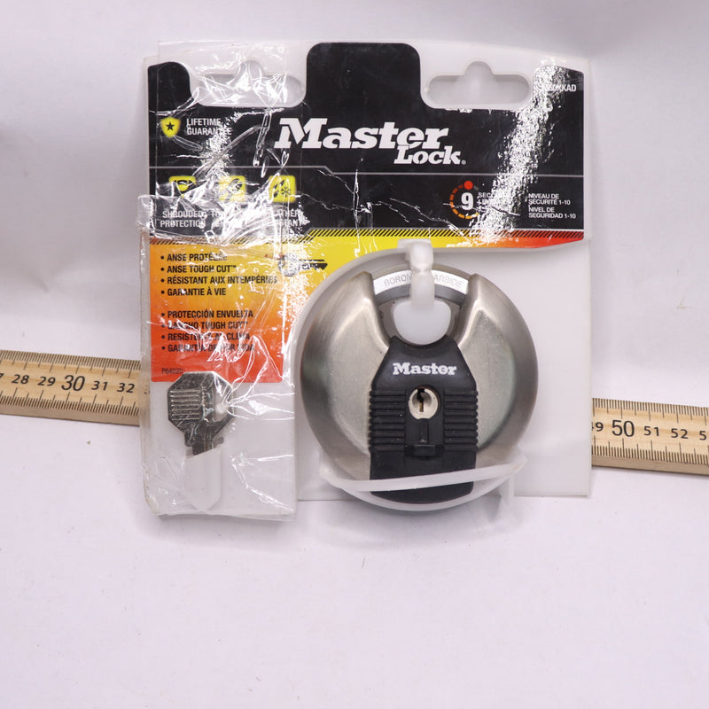 Master Lock Discus Padlock With Key Heavy Duty Stainless Steel Silver M50XKAD