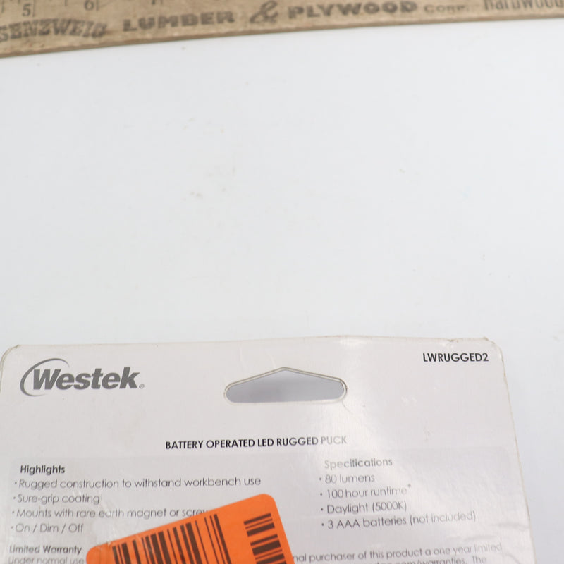 (2-Pk) Westek LED Magnetic Rugged Puck Lighting Battery Operated Black