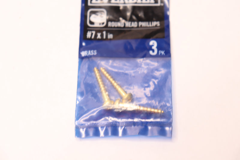 (3-Pk) Everbilt Phillips Round Head Wood Screw Brass