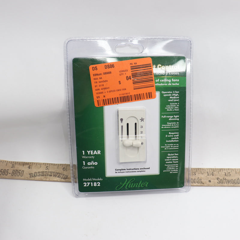 Hunter Fan Light Dual Slide Wall Control Off White 27182