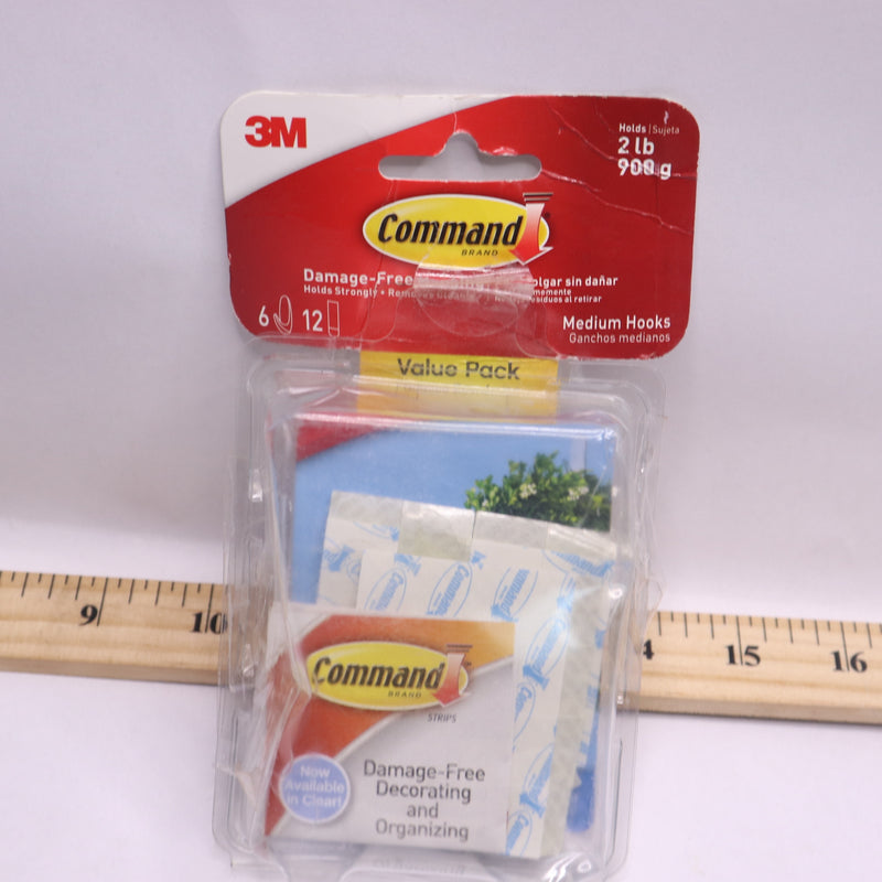 (6-Pk) 3M Command Adhesive Hook Clear 2 Lb 17091CLR-6ES