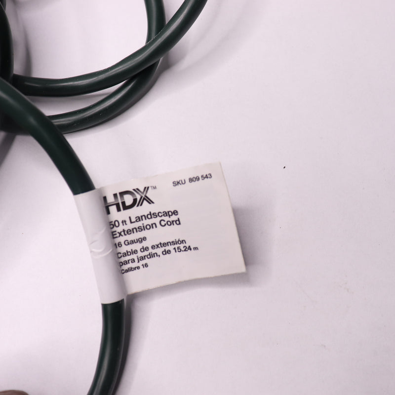 HDX Electrical Extension Cord 16 Ga 13 Amp 125V Black 16/3" x 50' 809-543