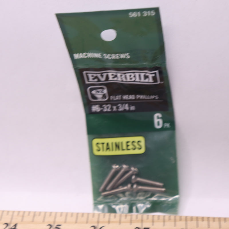 (6-Pk) Everbilt Phillips Flat Head Machine Screw Stainless Steel