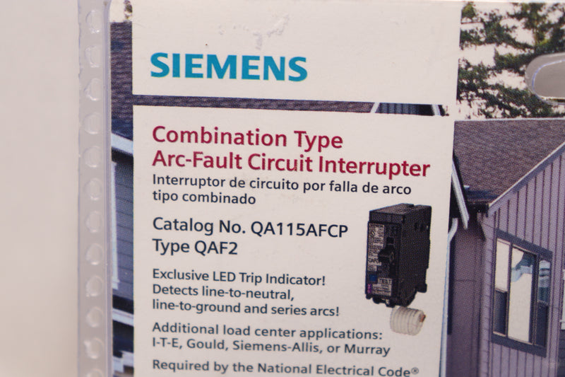 Siemens Single Pole Plug-On Combination AFCI Breaker 15A 120V QA115AFCP