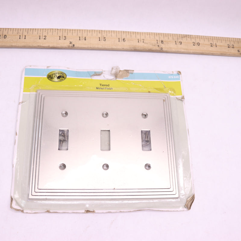 Hampton Bay 3 Gang Toggle Metal Wall Plate Satin Nickel 84TTTNHB