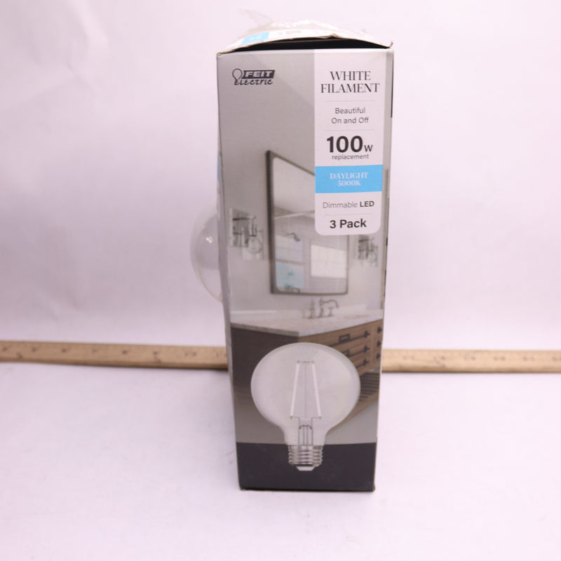 (2-Pk) Feit Electric Dimmable LED Light Bulb Glass White Daylight G25 E26 5000K