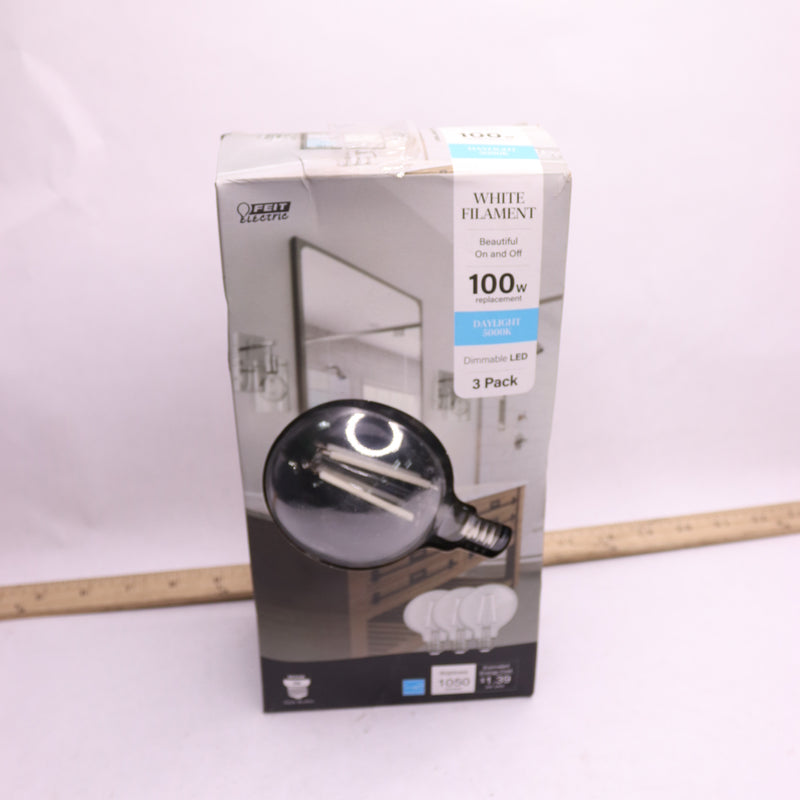 (2-Pk) Feit Electric Dimmable LED Light Bulb Glass White Daylight G25 E26 5000K