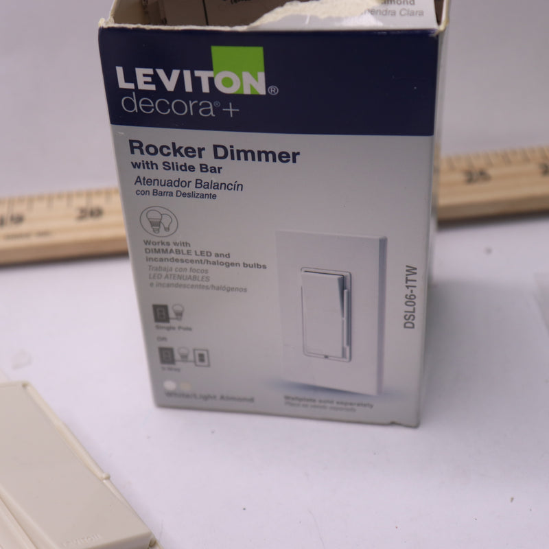 Leviton 3-Way Decora Rocker Slide Universal Dimmer White R11-DSL06-1TW