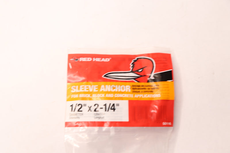 Red Head 1/2 in. x 2-1/4 in. Zinc-Plated Steel Hex-Nut-Head Indoor Sleeve Anchor