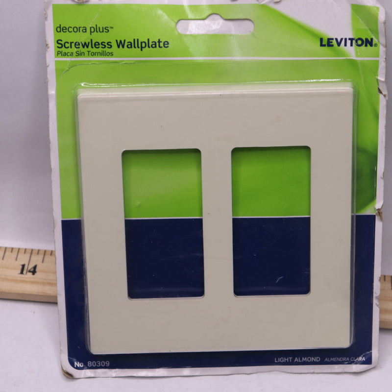 Leviton Decora Plus Screwless Wall Plate 2-Gang Plastic White R73-80309-T