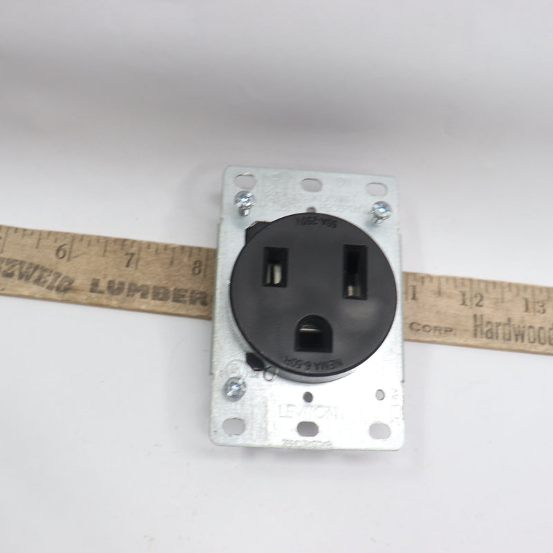 Leviton 2-Pole Single Outlet Flush Mount Shallow Black 50A 250V NEMA 6-50R