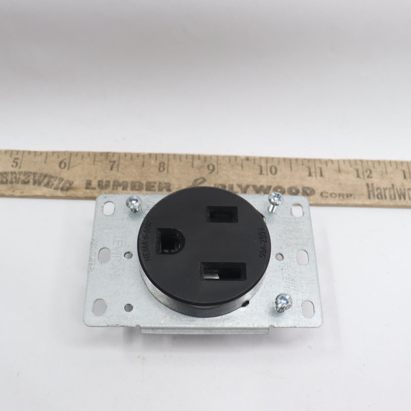 Leviton 2-Pole Single Outlet Flush Mount Shallow Black 50A 250V NEMA 6-50R