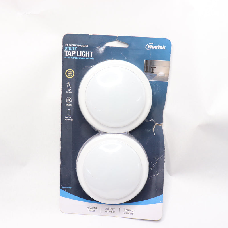 (2-Pk) Westek LED Moon Puck Light White LGLUNA42-T