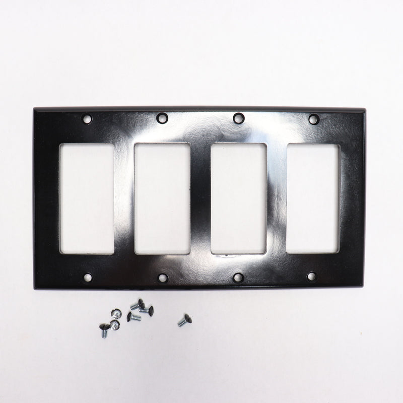 Leviton Quadruple Gang Wall Plate 4 Gang Thermoplastic Nylon Black 004-80412-E