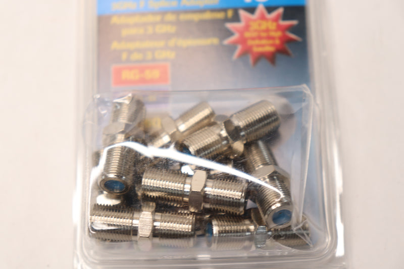 (10-Pk) Ideal Coax Adapter Connector Female to Female Nickel-Plated 85-340