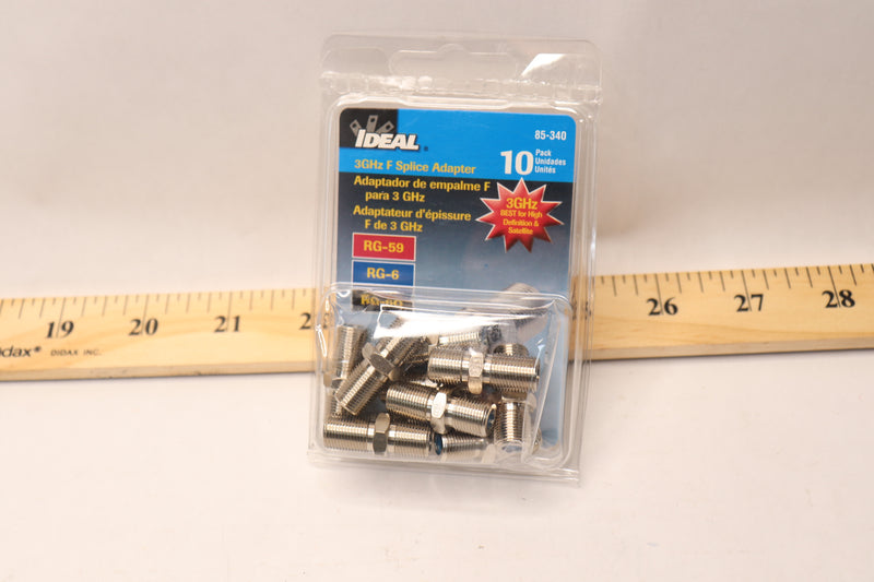 (10-Pk) Ideal Coax Adapter Connector Female to Female Nickel-Plated 85-340