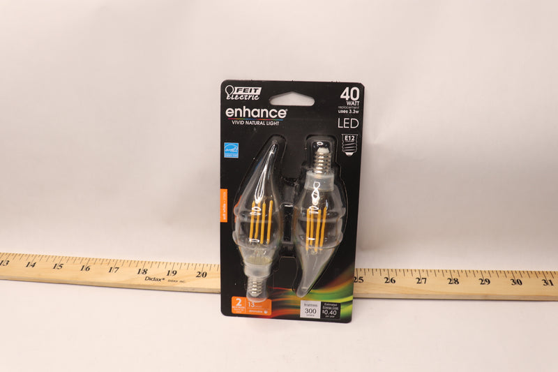 (2-Pk) Feit Electric LED Bulb Dimmable CA10 40W BPCFC40/927A/CIL/2