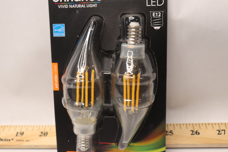 (2-Pk) Feit Electric LED Bulb Dimmable CA10 40W BPCFC40/927A/CIL/2