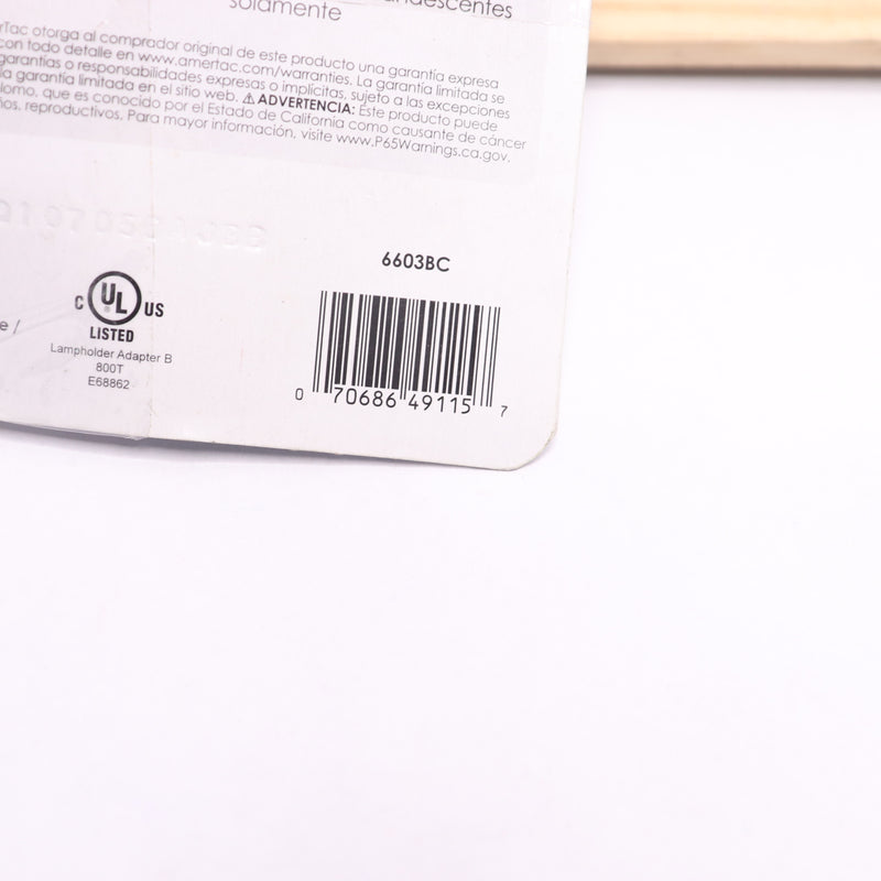 Westek Touch Control Lamp Socket Dimmer White 3-Level 150W 120V 6603BC