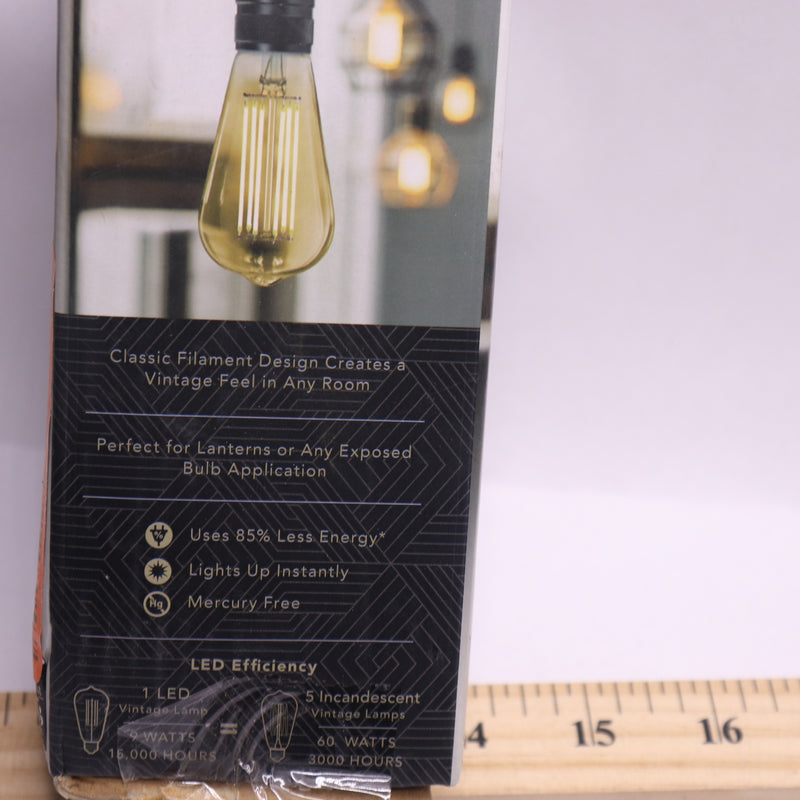 Feit Electric Dimmable Straight Filament Glass Amber Warm White 9W/60W