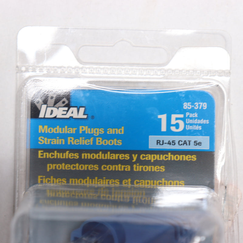 (3-Pk) Ideal Strain Relief Boots and Modular Plugs Cable Connector CAT5e Blue