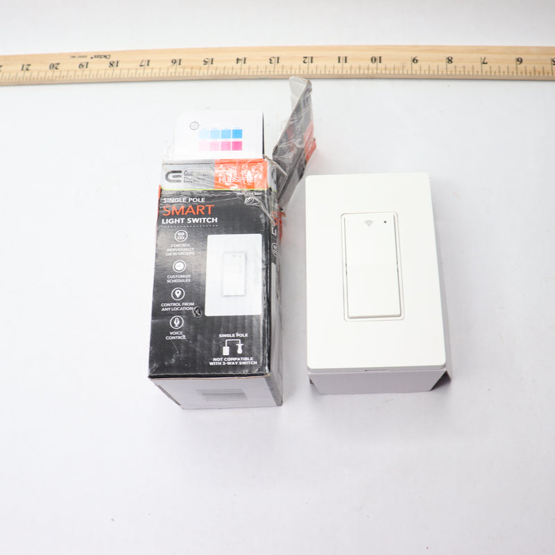 Commercial Electric Single-Pole White Smart Light Switch 15 Amp HPSA11CWB