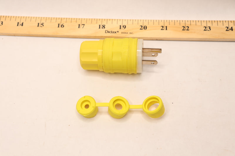 Leviton Wetguard Straight Blade Grounding Plug Yellow 15A 125V R61-14W47-YPB