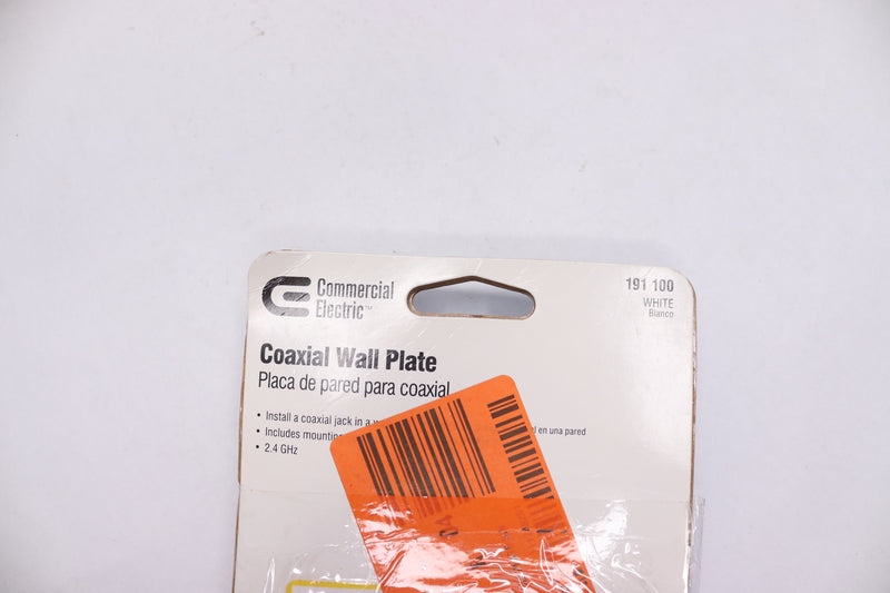 Commercial Electric Coaxial Wall Plate 1-Gang White 191 100