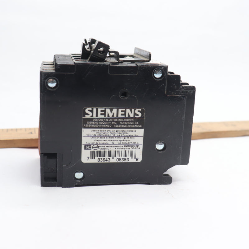 Siemens Quadplex Circuit Breaker Two Double Pole 30A-Outside 20A-Inside