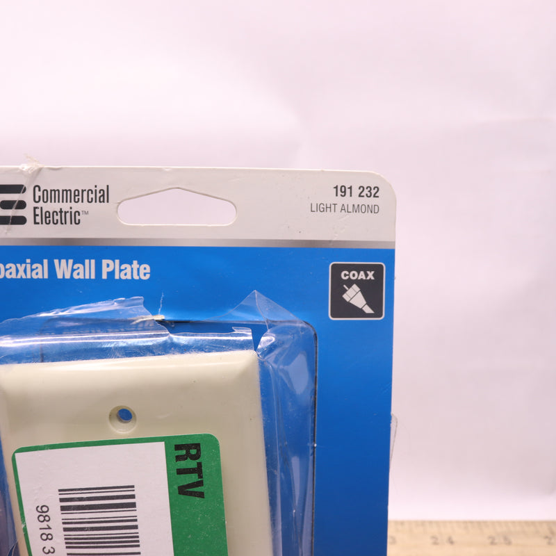 Commercial Electric Coaxial Cable Wall Plate Light Almond 1-Gang 191 232