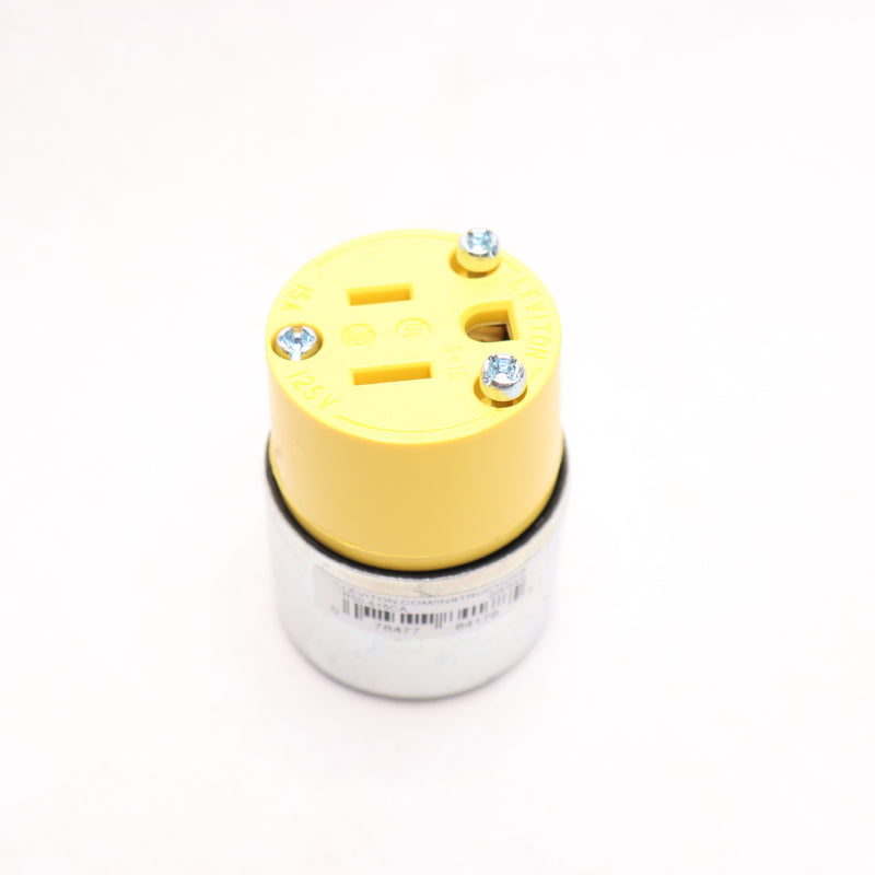 Leviton Armored Grounding Plug Yellow 3-Wire 2-Poles 15A-125V 000-515CA-000