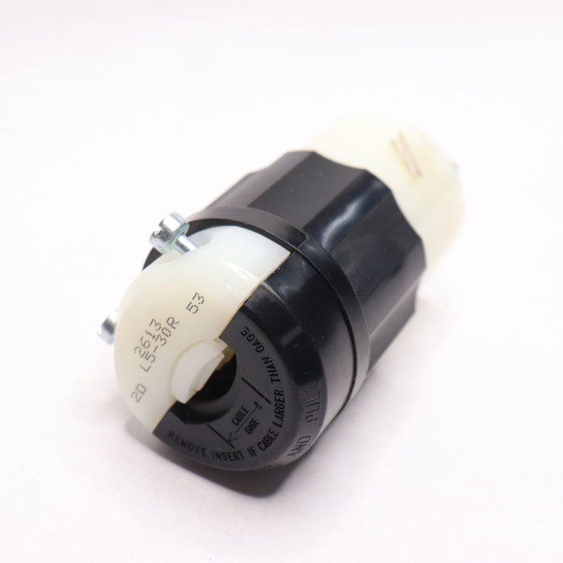 Leviton Locking Grounding Connector Industrial Grade Black/White 30A-125V 2613