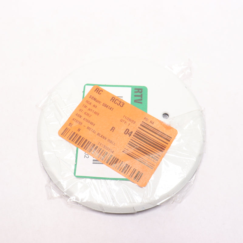 Titan Round Blank Wall Plate Metal White 1-Gang 5&quot; 419265