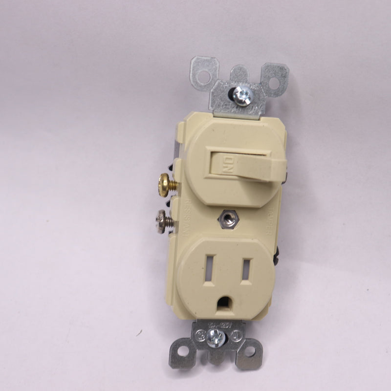 Leviton Tamper Resistant Receptacle Toggle Switch 15A Ivory R51-T5225-IS